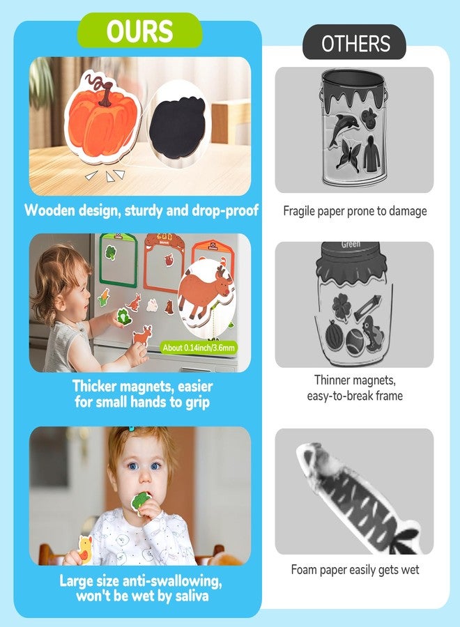 JoyCat Wooden Fridge Magnets for Toddlers, 50PCS Magnetic Color Sorting Refrigerator Toys, Farm & Zoo Animal Magnets for Kids, Baby Educational Learning Gifts for 2, 3, 4, 5 Year Olds - Image 4